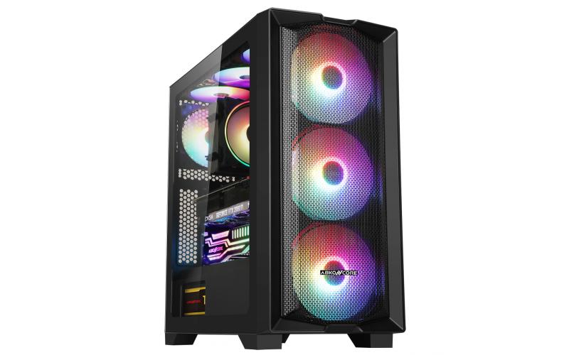 ABKONCORE H450X Fixed Spectrum Colors Front 3X 140mm Fan &120mm Rear Fixed Spectrum Fan Tempered Glass Case