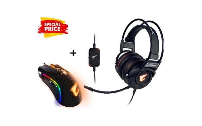 GIGABYTE AORUS H5 RGB STEREO HEADSET + GIGABYTE AORUS M5 RGB 16000DPI MOUSE