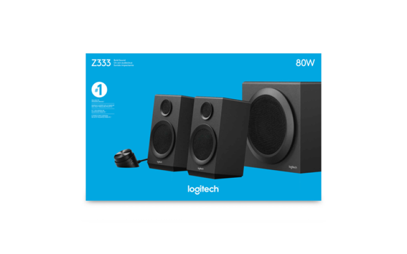 Logitech Z333 2.1 Wired Speaker System 80 Watts Peak/40 Watts RMS W/ Strong Bass Subwoofer & Simple Control Pod