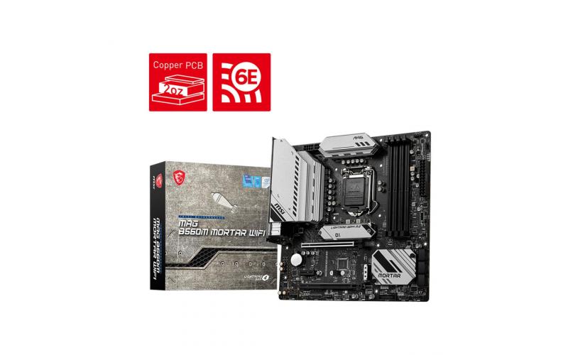 MSI MAG B560M MORTAR WIFI LGA 1200 11th & 10th Intel CPUs Pcie Gen 4.0 , SATA 6Gb/s Micro ATX - Motherboard