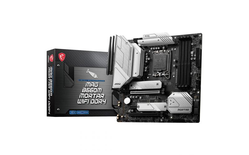 MSI MAG B660M MORTAR WIFI 6 LGA 1700, Intel 12th, DDR4 mATX Motherboard ,M.2, PCIe 4.0, USB 3.2 Gen2x2 Type-C