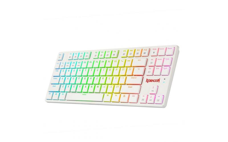 Redragon K539 Anubis RGB Mechanical Wire & Bluetooth & Wireless Low Profile Brown Switches - White