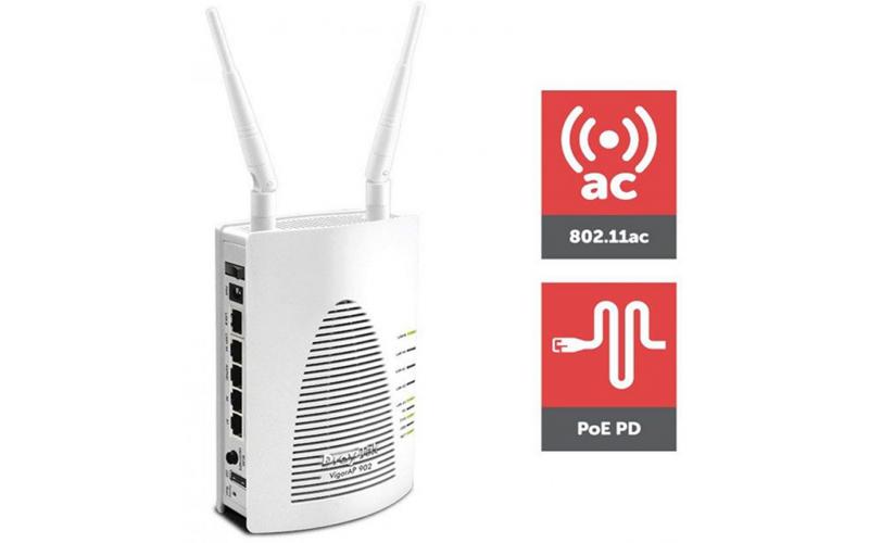 DrayTek Vigor AP903 AC1200 Mesh Wireless Access Point & Range Extender with MiMo, PoE 5 Gigabit LAN