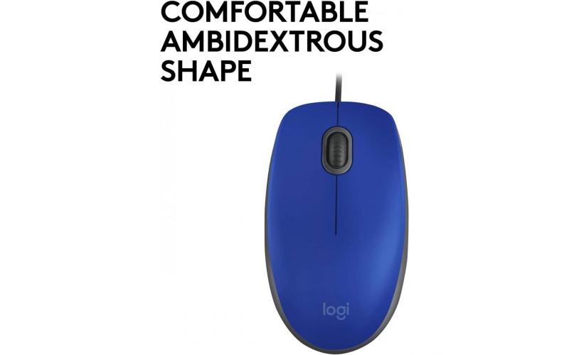 Logitech M110 Wired USB Silent Button Ambidextrous PC & Mac- Blue