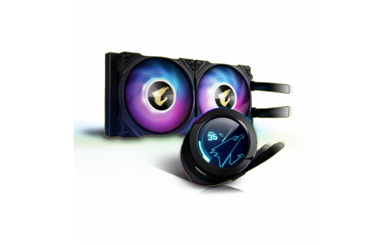 AORUS WATERFORCE X 240, All-in-one 240mm Liquid Cooler with Circular LCD Display, RGB Fusion 2.0, 120mm ARGB Fans,LGA1700 Suppor 12th Gen