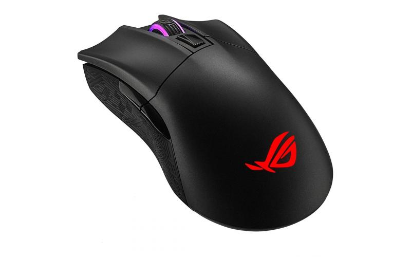 ASUS ROG Gladius II Wireless ergonomic RGB gaming mouse with dual 2.4GHz/Bluetooth wireless connectivity, PWM3389 Sensor, advanced 16000-dpi