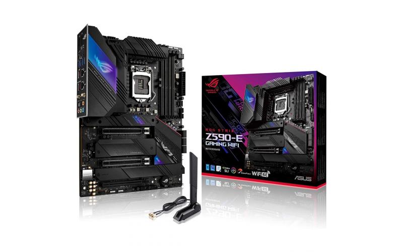 ASUS ROG STRIX Z590-E Gaming WiFi 6E + BT5.2  LGA 1200(Intel 11th/10th Gen) ATX Gaming Motherboard (PCIe 4.0, 14+2 Power Stages, DDR4 5333+, Dual Intel 2.5 Gb LAN,Thunderbolt 4, 4xM.2/NVMe SSD and Aura RGB)