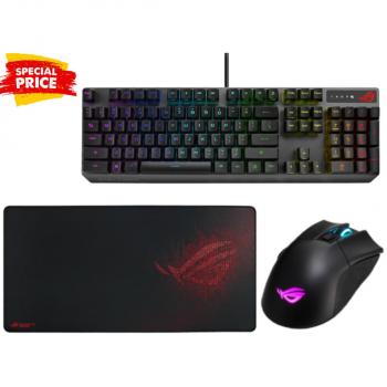 ASUS ROG Strix Scope RX RGB  KeyBoard + ASUS ROG Gladius II Wireless RGB Mouse + ASUS ROG Sheath Extended Mouse Pad