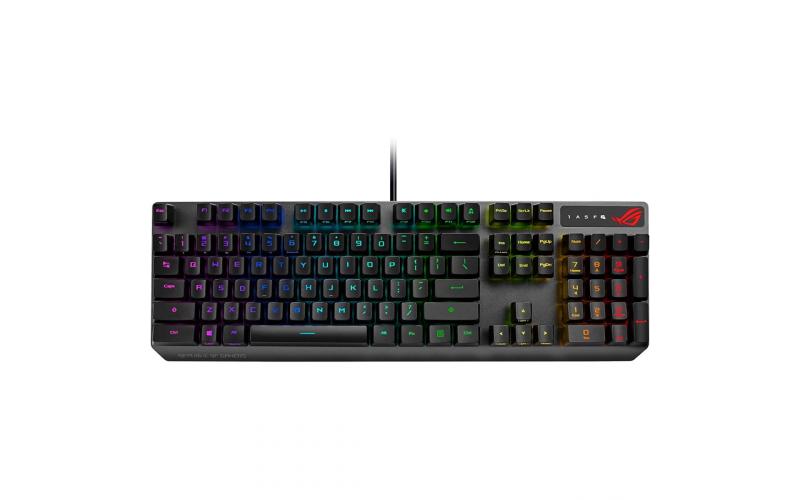 ASUS ROG Strix Scope RX optical RGB gaming keyboard for FPS gamers, with ROG RX Optical Mechanical Red Switches, IP56 water and dust resistance, alloy top plate