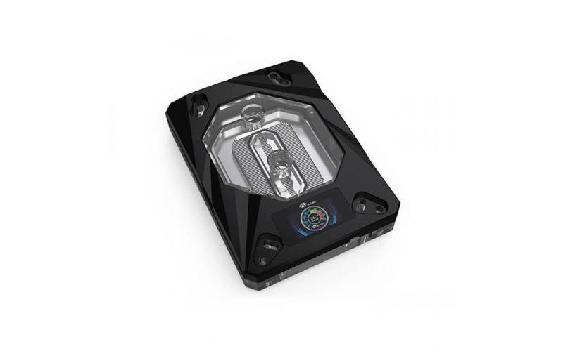 Bykski CPU-RAY-ON-M CPU Water Cooling Block w/ Temp Digital Display - Black w/ 5v Addressable RGB (RBW)(AM3 / AM4 / FM2+)