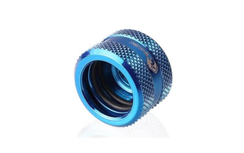 Bykski Rigid, Fine diamond pattern hard tube fast screw G1/4 thread 4 layer seal 16mm OD Fitting V2, Blue (B-HTJV2-L16)