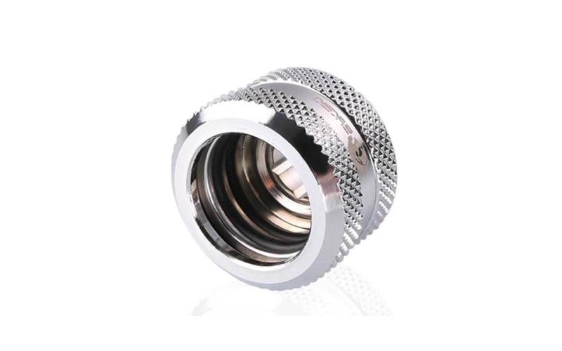 Bykski Rigid, Fine diamond pattern hard tube fast screw G1/4 thread 4 layer seal 16mm OD Fitting V2, Silver (B-HTJV2-L16)