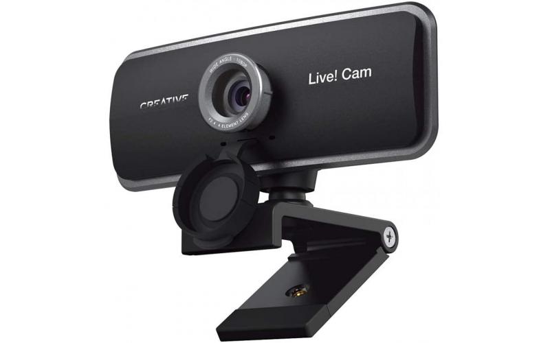 Creative Live! Cam Sync 1080p Full HD Wide-Angle USB Webcam with Dual Built-in Mic, Privacy Lens Cap, Universal Tripod Mount, High-res Video Calling, Recording, Streaming for PC or Mac
