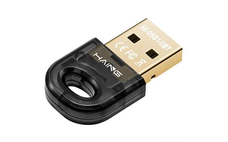 HAING Mini Bluetooth 5.0 USB Adapter Up To 20M, Dual Mode Transmission W/ High Speed Up To 3Mbps
