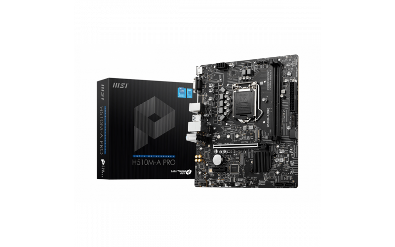 MSI H510M-A PRO LGA 1200 Intel H510 11th & 10th Intel CPUs SATA 6Gb/s M.2 mATX Intel Motherboard