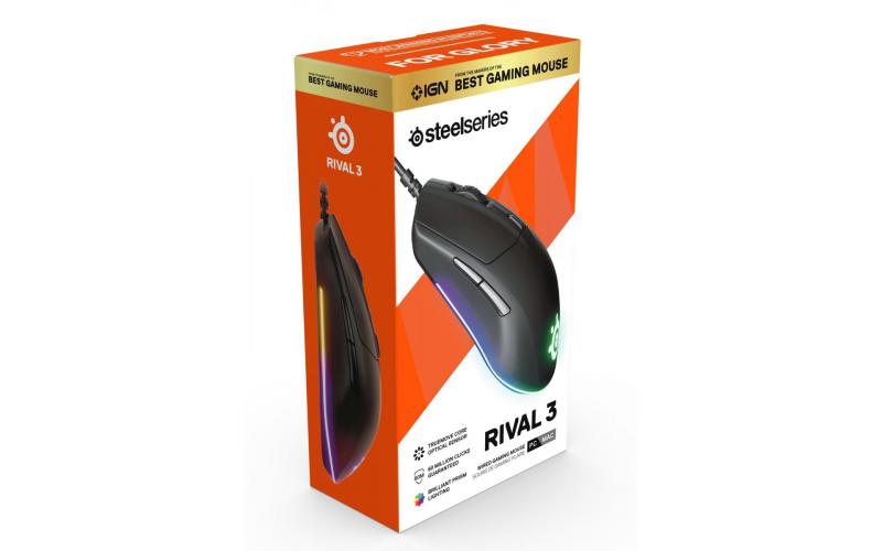 SteelSeries Rival 3 Optical Sensor 8500 DPI Prism RGB Lighting Mouse