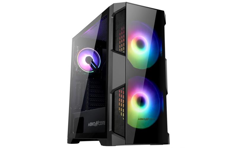 ABKONCORE Helios H500G 200mm RGB Fans & 120mm HR120 RGB Fan, Two Side Tempered Glass Case