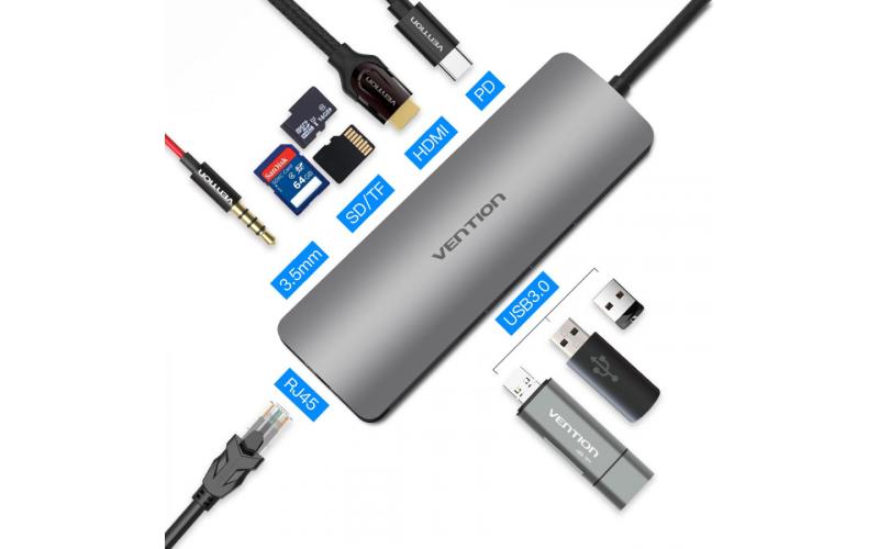 Vention Type-C to HDMI/3XUSB3.0/RJ45/TF/SD/Audio