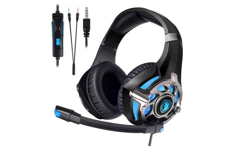 Sades SA822 Gaming Headset Over-Ear Gaming Headphone for PS4, Xbox One PC Computer Mobile Phone (Blue)