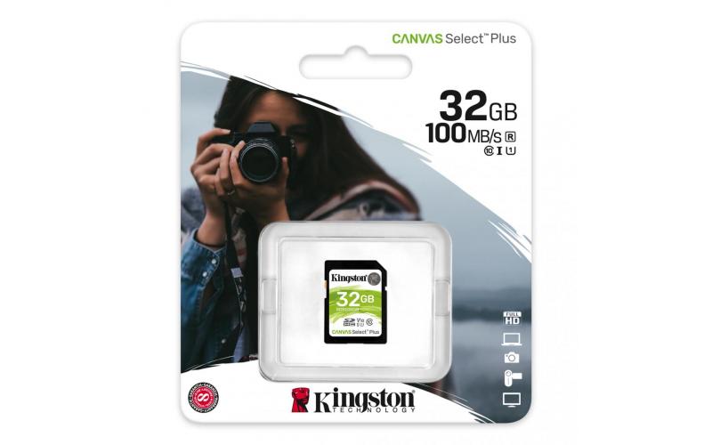 Kingston 32GB SDHC Canvas Select Plus Class 10 UHS-I U1 V10