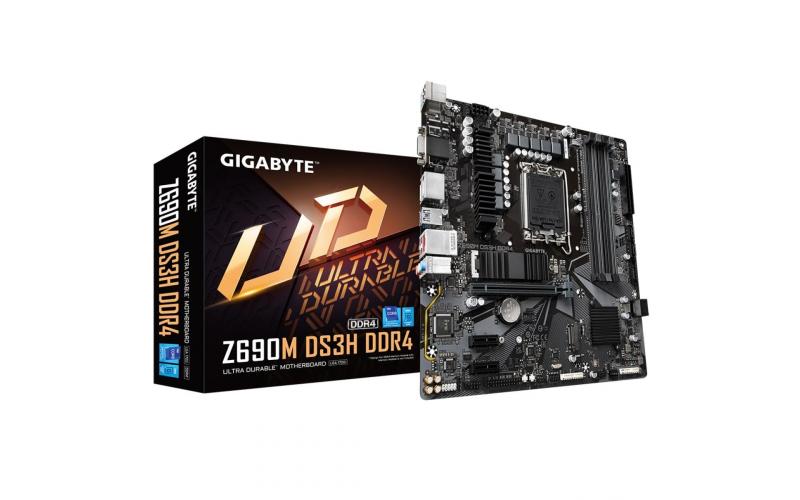 GIGABYTE Z690M DS3H DDR4 LGA 1700, Intel 12th,mATX Motherboard ,M.2, PCIe 4.0, USB 3.2 Gen2 Type-C,2.5GbE LAN