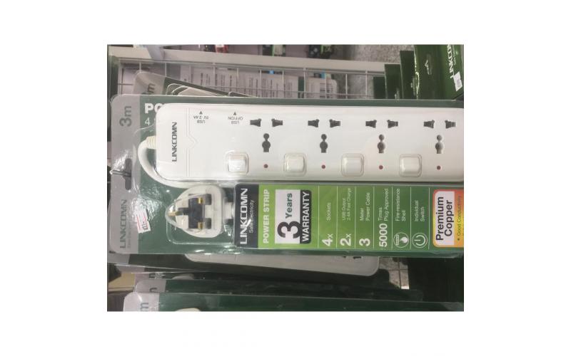 Linkcomn lc-PS423 UK 3M 4-Sockets 2-USB