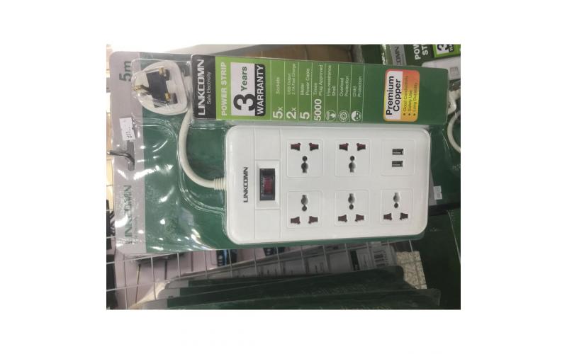 Linkcomn LC-PS513 UK 5M 5-Sockets 2-USB