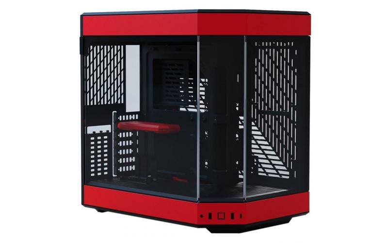 HYTE Y60 Premium Mid-Tower ATX Case (Red/Black) w/ 3-Piece Panoramic Tempered Glass Design,3 Pre-Installed Flow Fans & PCIE 4.0 Riser Cable