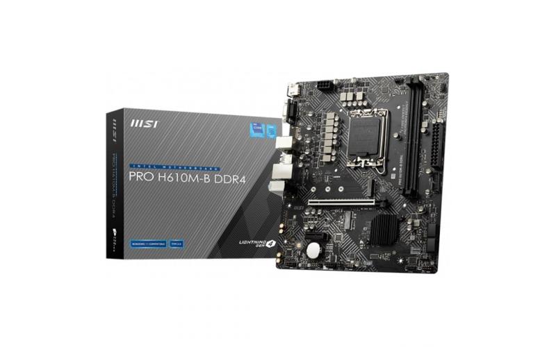 MSI PRO H610M-B DDR4 LGA 1700 Intel 12th PCIe 4.0 USB 3.2 Gen1 M.2 mATX Motherboard