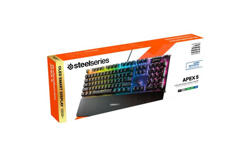 SteelSeries Apex 5 RGB LED Backlit Hybrid Mechanical Blue Switch - Keyboard