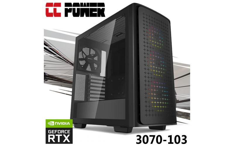 CC Power 3070-103 Gaming PC 5Gen AMD Ryzen 7 8-Cores w/ RTX 3070 8GB DDR6 Liquid Cooled