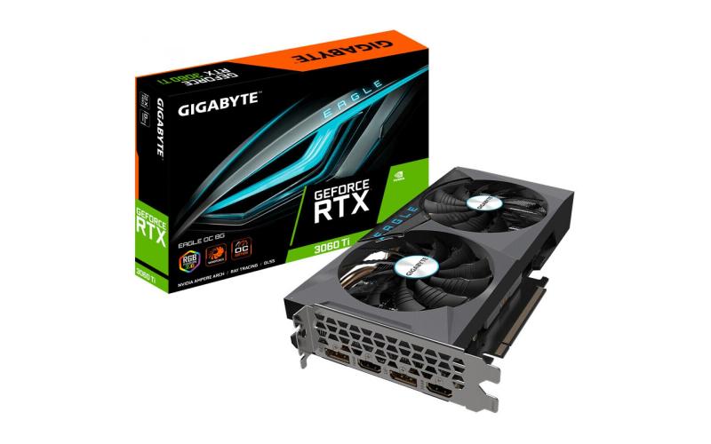 GIGABYTE GeForce RTX 3060 Ti Eagle OC 8G GDDR6 2X WINDFORCE - Graphics Card
