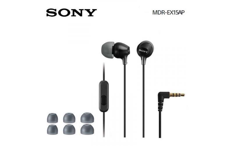 SONY In-Ear Headphones with Mic 3.5mm Jack / Black (MDREX15AP B)