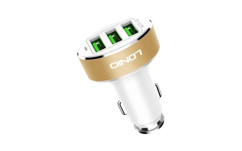 Ldnio USB Car Charger Gold with cable iphone