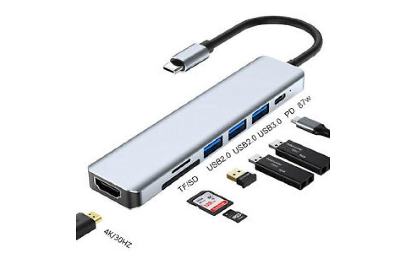 CONVERTER TYPE C TO TYPE C+PD+3USB+TF+SD+HDMI (docking station)
