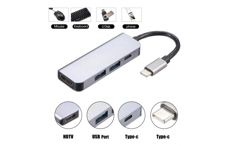 CONVERTER TYPE C TO TYPE C+2USB+HDMI (docking station)