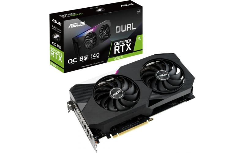 ASUS Dual GeForce RTX™ 3060 Ti V2 OC Edition 8GB GDDR6 with LHR features two powerful Axial-tech fans for AAA gaming performance and ray tracing.