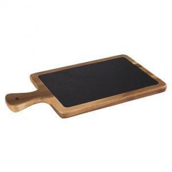 Store & More Serving Wood Board With Slate Tray