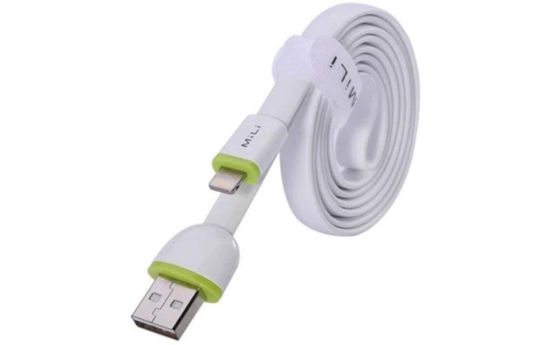 MiLi 8 Pin Lightning to USB Cable 1M flat White