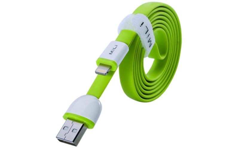 MiLi 8 Pin Lightning to USB Cable 1M flat Green