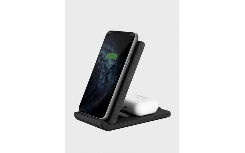 UNIQ Vertex Duo 2 In 1 Fast Wireless Charger 15W Dark Grey