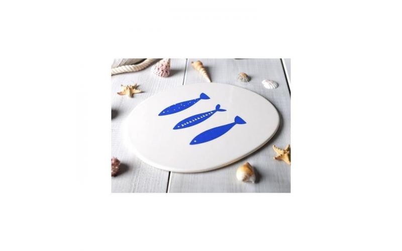 Lily\'s Home Mikasa Into The Blue Flat Stoneware Trivet