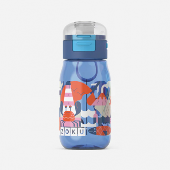 Zoku Bottle Flip Gulp Blue 465ml Travel Mug/Bottle