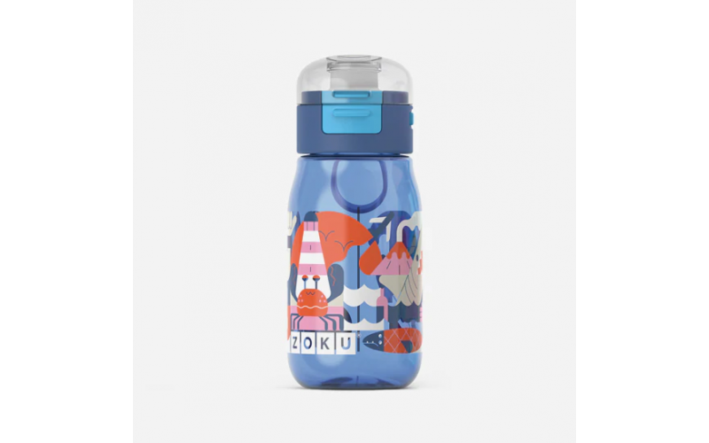 Zoku Bottle Flip Gulp Blue 465ml Travel Mug/Bottle