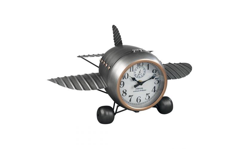 Airplane Metal Clock with Storage Compartment, Black