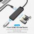 Vention Type-C to 4-Port USB 3.0 Hub with Power Supply Black 0.15M ABS Type Premium Quality