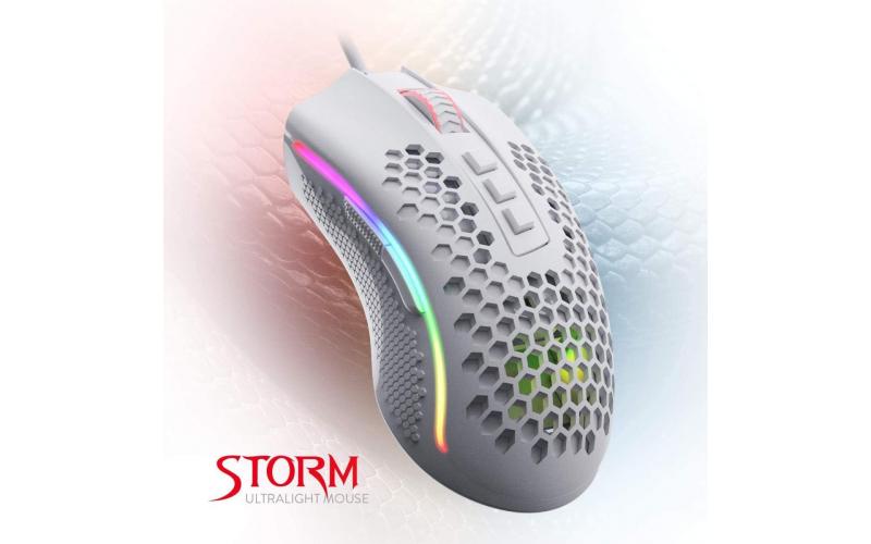Redragon M808 Storm Lightweight RGB 85g Honeycomb Shell – White