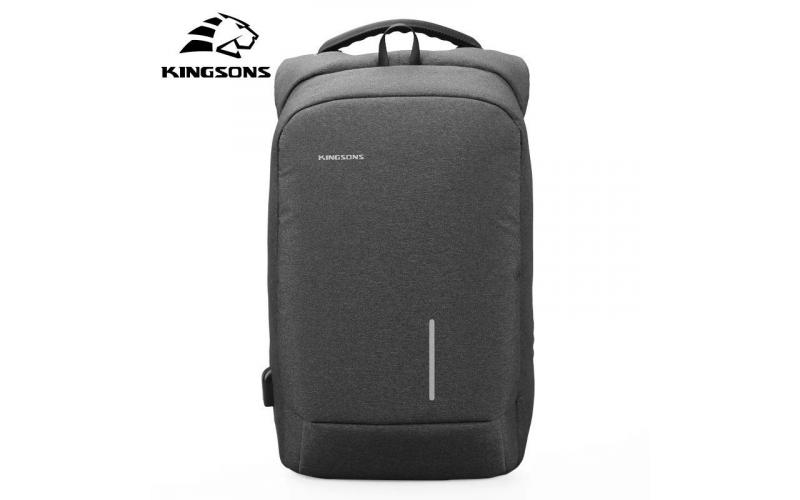 Kingsons Smart Anti Theft USB Series 17.3″ Laptop Backpack – Dark Grey