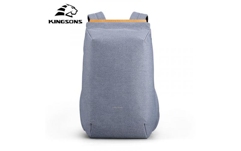 Kingsons Shoulders Bag Pack With External USB Port -Light Blue