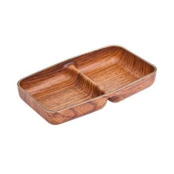 Evelin 2 Sauce And Snack Dish Brown 21x17.5x2.5Cm